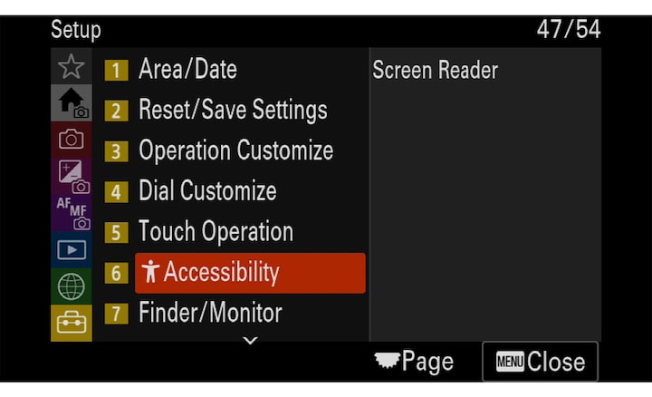 Imagen de la configuración del lector de pantalla